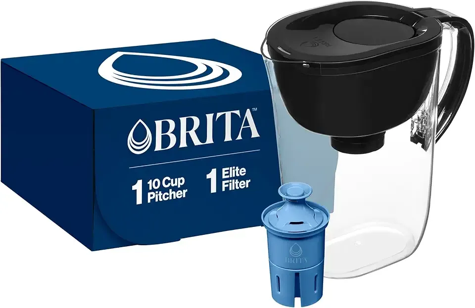 Brita Everyday Elite Water Filter Pitcher, Removes 99% of Lead, Includes 1 Filter, 10-Cup Capacity, Black
