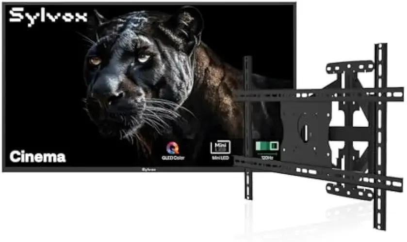 SYLVOX 75 inch Outdoor Mini-LED QLED TV with Wall Mount, 4K UHD, 2000 Nits Full Sun, Anti-Glare Screen, 120Hz, IP56 Waterproof, Dual 30W Dolby Atmos Speaks (Cinema/2025)