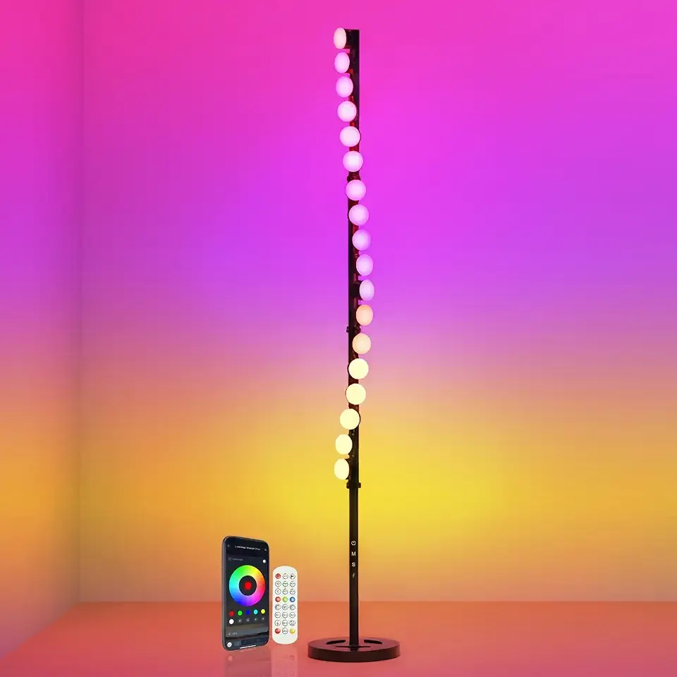 EPABINA RGB+IC Corner Led Floor Lamp, Bright Music Sync Standing Lamp with 18 Adjustable Ambient Light Sources for Bedroom Living Room Gaming, Million Colors & 213 Scene, APP & Remote Control