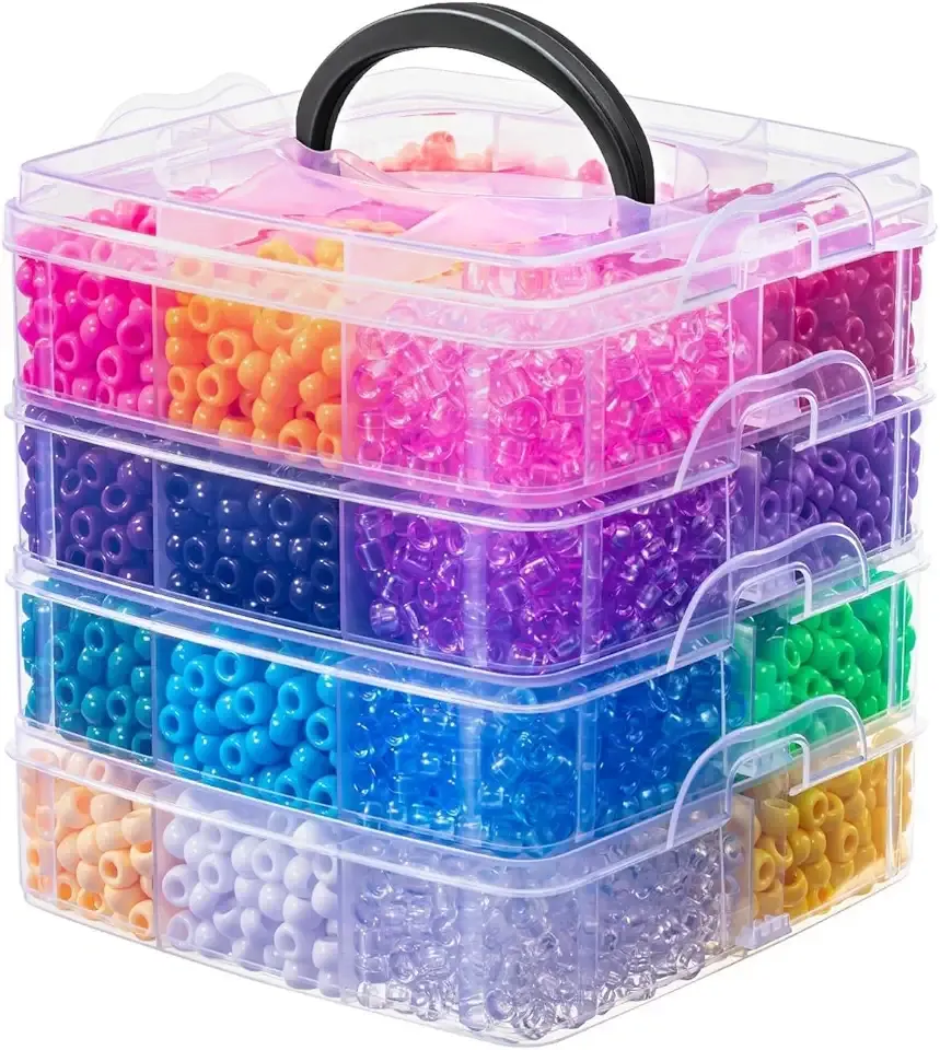 Simetufy 4200Pcs Pony Beads, 24 Colors Kandi Beads Bulk for Bracelets Making Hair Braiding Kandi Friendship Bracelet Craft DIY Jewelry Making Christmas Gifts (2.41lb, Boxed)