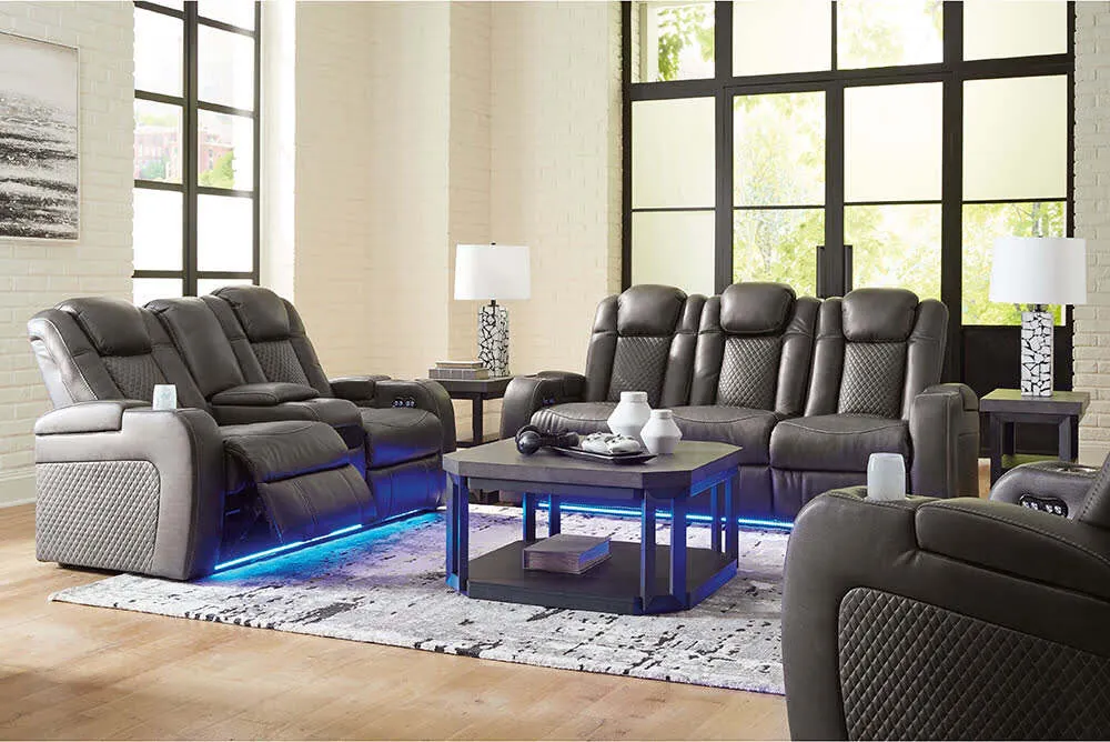 Axil Dual Power Reclining Sofa, Loveseat, & Recliner - Shadow