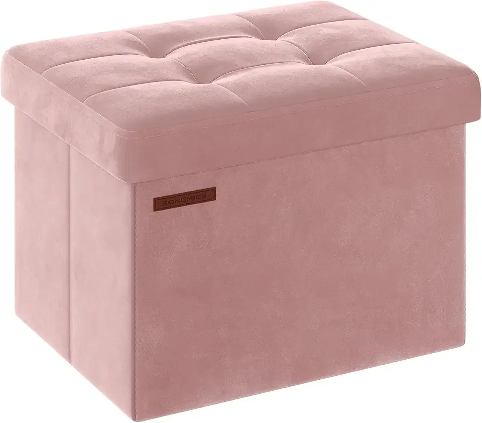 Storage Ottoman, Foldable Small Ottoman Foot Rest, 12.2 x 16.1 Inches Foot Stool, Load up to 286 lb, for Living Room, Bedroom, Dorm, Jelly Pink ULSF200R01