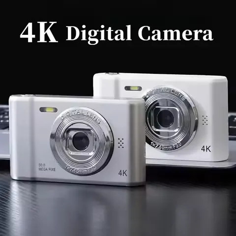 4K Dijital Kamera Seyahat Selfie Kamerası 50 Megapiksel HD Zoom Fotoğrafçılığı 2.4 inç Ekran Giriş Seviyesi Çocuk Kampüsü Mini Retro Kamera