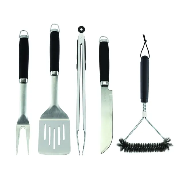 Set di accessori per cibo per barbecue in inox grezzo NATERIAL L 21 x L 46.4 x H 9.6 cm, 5 pezzi