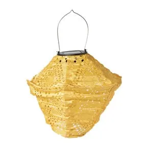 Solar barok lampion ruit - geel - ø24x28 cm