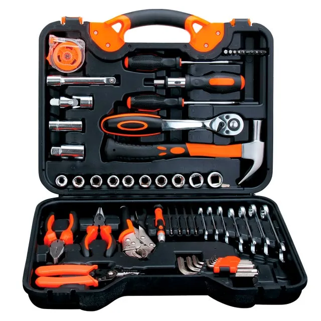 DAM Set di strumenti per la riparazione auto con valigetta di trasporto e 55 pezzi. 42x11,5x34,5 Cm. Colore: Arancione