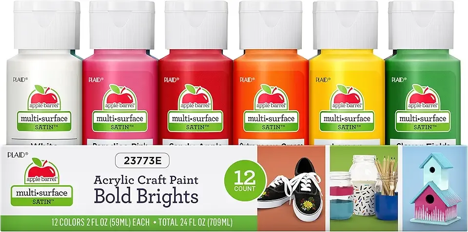 Apple Barrel Essentials Acrylic Paint Set, 12, 24 Fl Oz (Pack of 1)