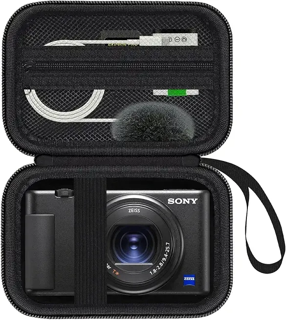 Camera Case for Sony ZV-1/ ZV-1F/ ZV-1 II Digital Camera for Content Creators and Vloggers, Camera Protective Box Hard Travel Storage Bag, Mesh Pocket fits Cable, Batteries, SD Card, Black