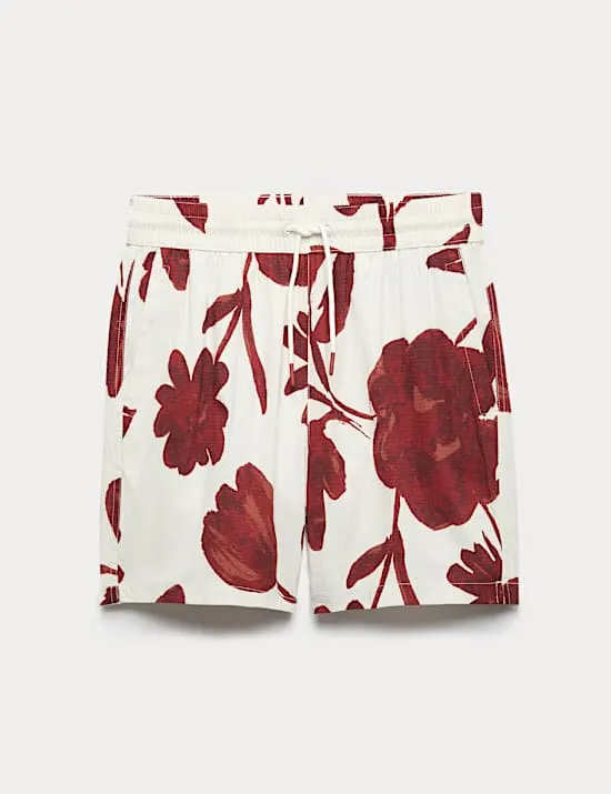 Schnelltrocknende, strukturierte Badehose mit Blumenmuster