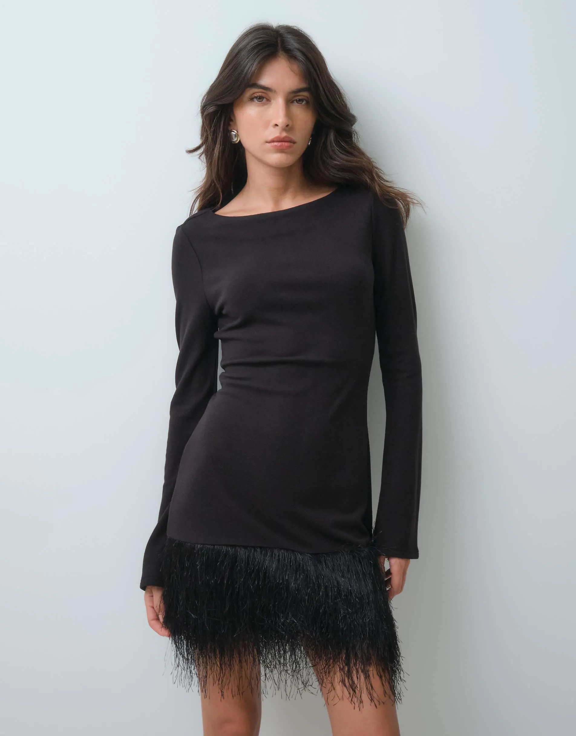 ASOS DESIGN supersoft fluffy mini dress in black