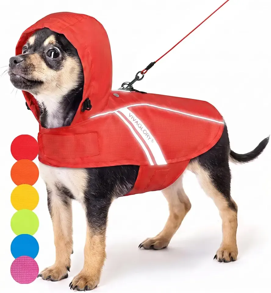 VIVAGLORY Dog Raincoat Wetoff Dog Rain Coat, XXS, Red