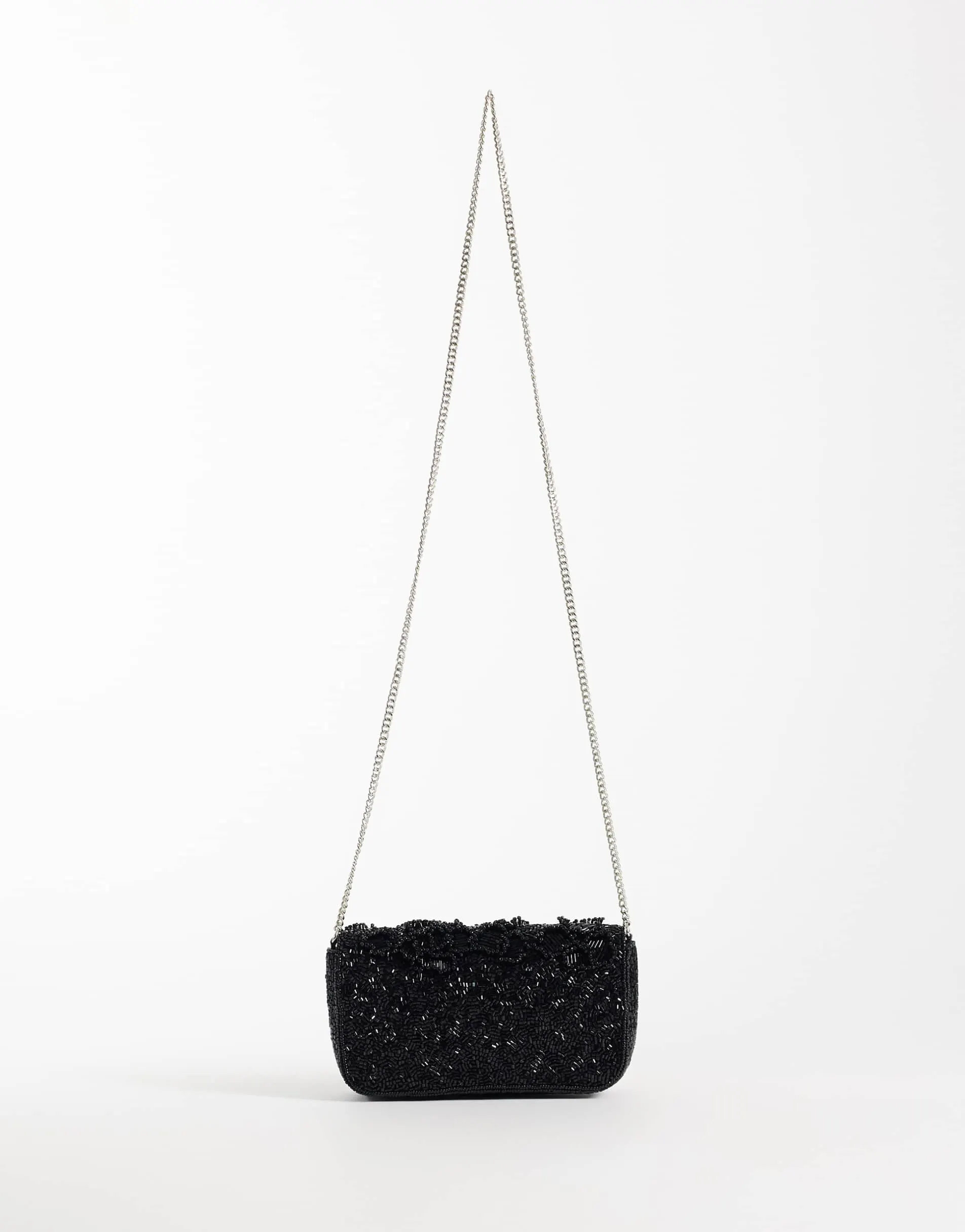 ASOS DESIGN embellished flap over crossbody in black