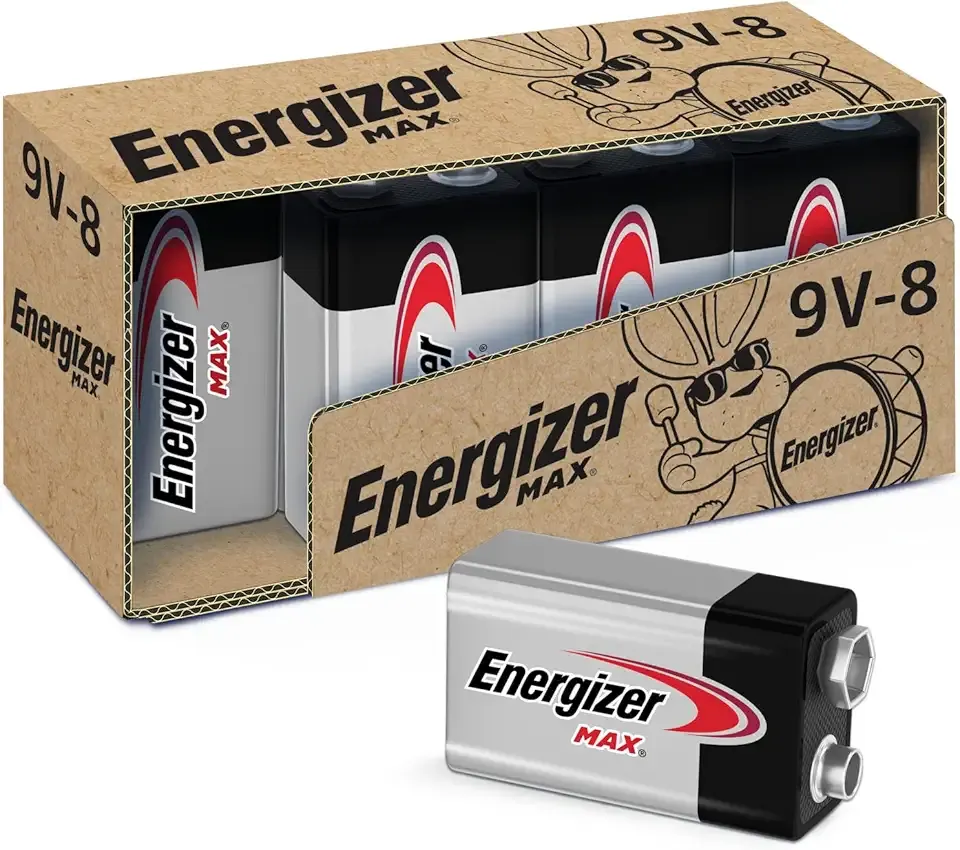 Energizer MAX 9V Batteries (8 Pack), 9 Volt Alkaline Batteries