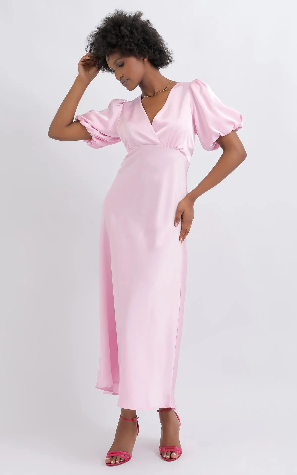 Satin Puff Sleeve Gown