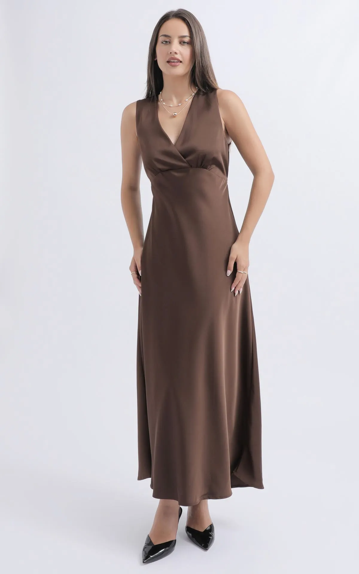 Satin V Neck Slip Gown
