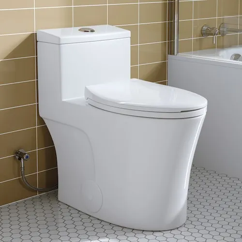 1-Piece 10 inch Rough-In 0.8/1.28GPF Dual Flush Elongated Toilet in White, WaterSense Toilet