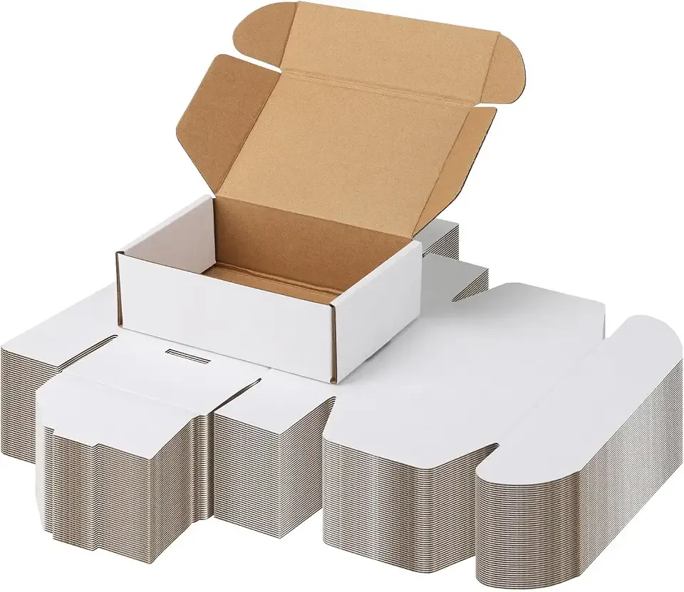 PHAREGE 50 Pack 6x4x2 inch Small Shipping Boxes, White Mailing Boxes