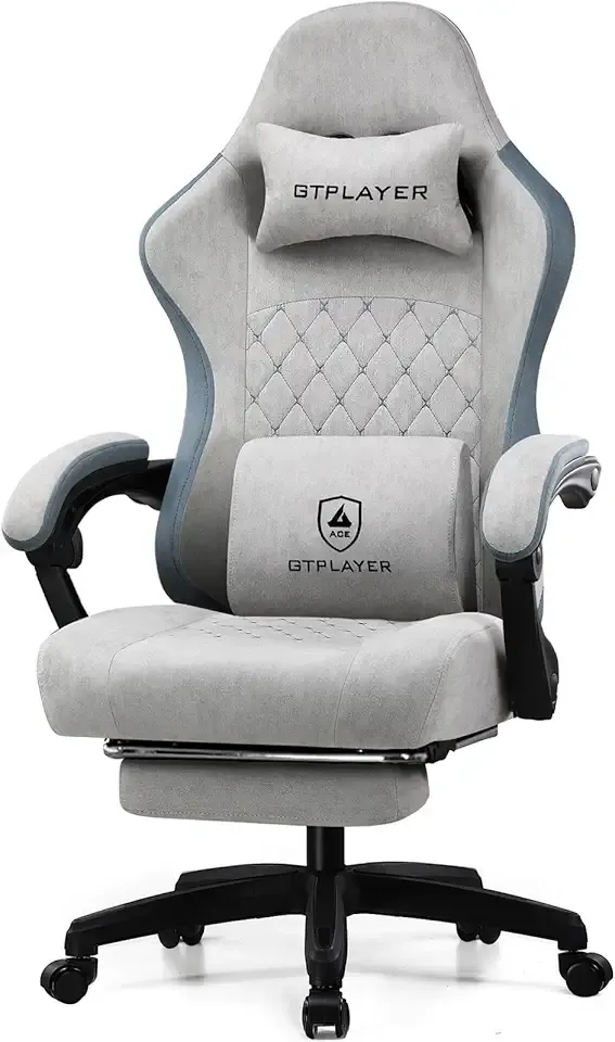 GTPLAYER Gaming Chair, Computer Office Chair with Pocket Spring Cushion, Linkage Armrests and Footrest, High Back Ergonomic Computer Chair with Lumbar Support Task Chair with Footrest