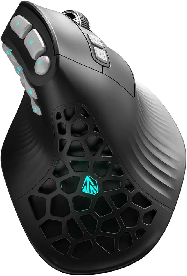 SOLAKAKA E9 PRO Vertical MMO Gaming Mouse with 8K Dongle- 36000 DPI PAW3395 Sensor,8,000Hz Polling Rate,Tri-Mode Ergonomic Wireless Mou…