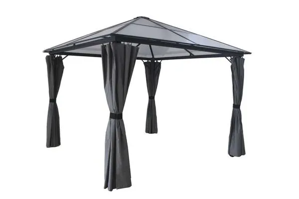 Aluminium Pavillon, ca. 2,95 x 2,95 x 2,65 m - Dunkelgrau