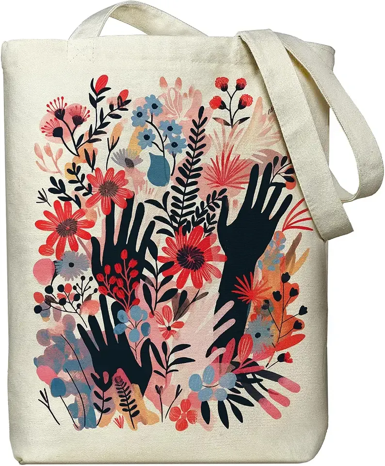 itgowisa Canvas Tote Bag for Women, Tote Bag with Zipper Inner Pocket, Zippered Canvas Bag for Shopping Work Grocery Everyday