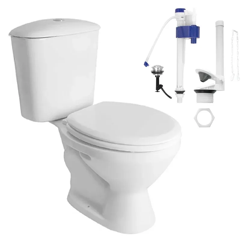 Kit inodoro largo Mayo con depósito y accesorios blanco brillante