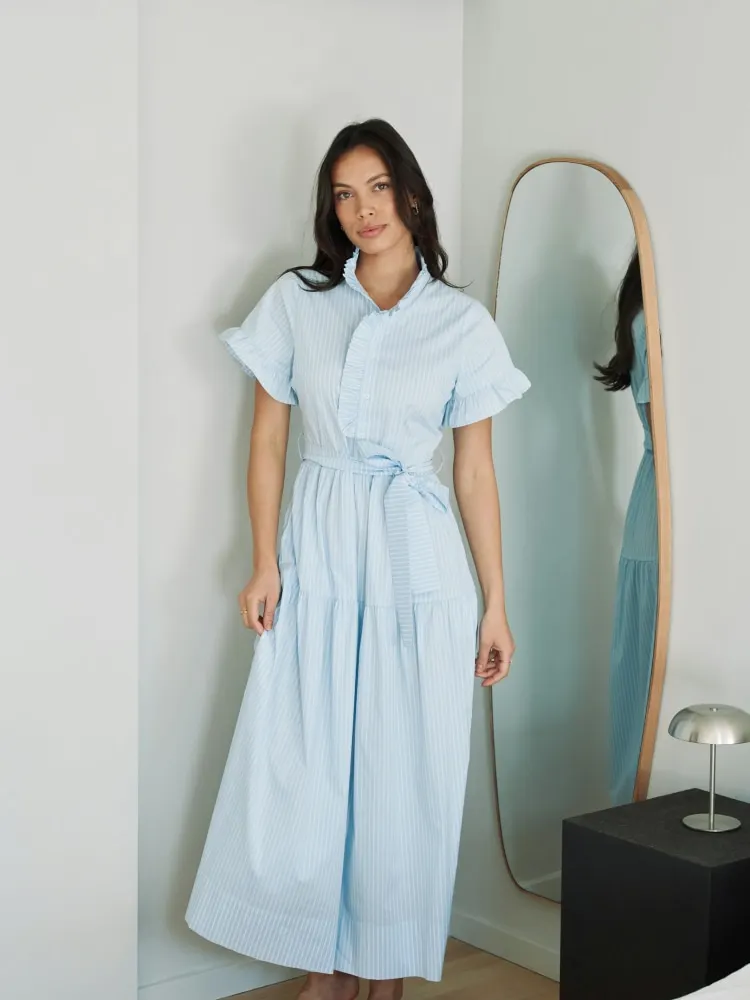 Nellie Soft Stripe Dress Light Blue