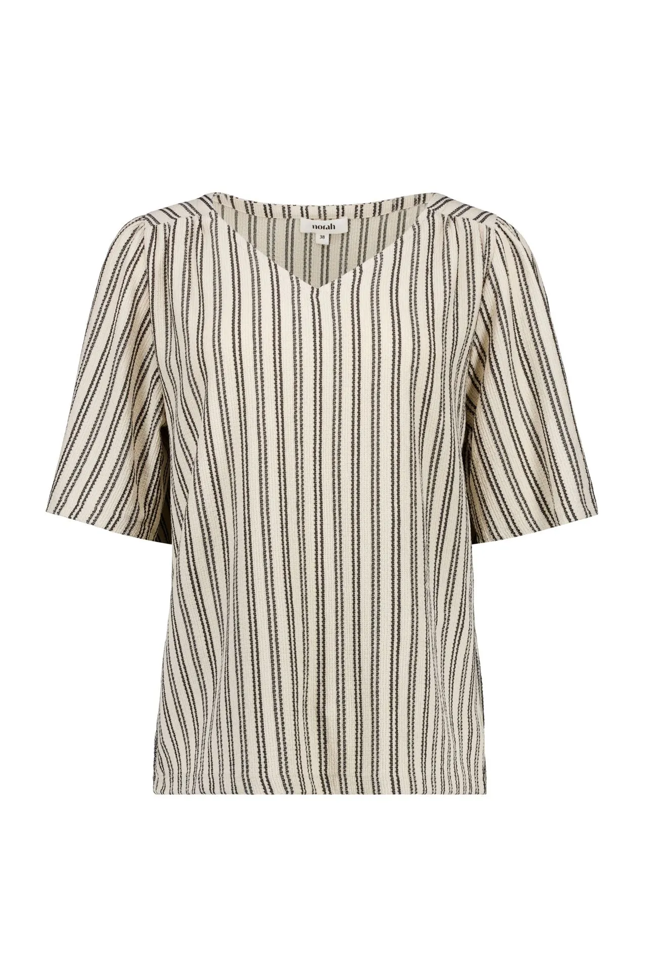 Ecru/zwart gestreept shirt