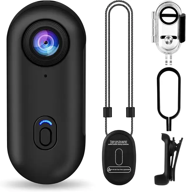 i3 4K Thumb Action Camera, Tiny Size, Mount Anywhere, Small Body Camera | with 64G Card, Spring Clip, Portable Vlogging, Hands-Free POV Recording, Helmet Cam for Cycling, Motorcycle