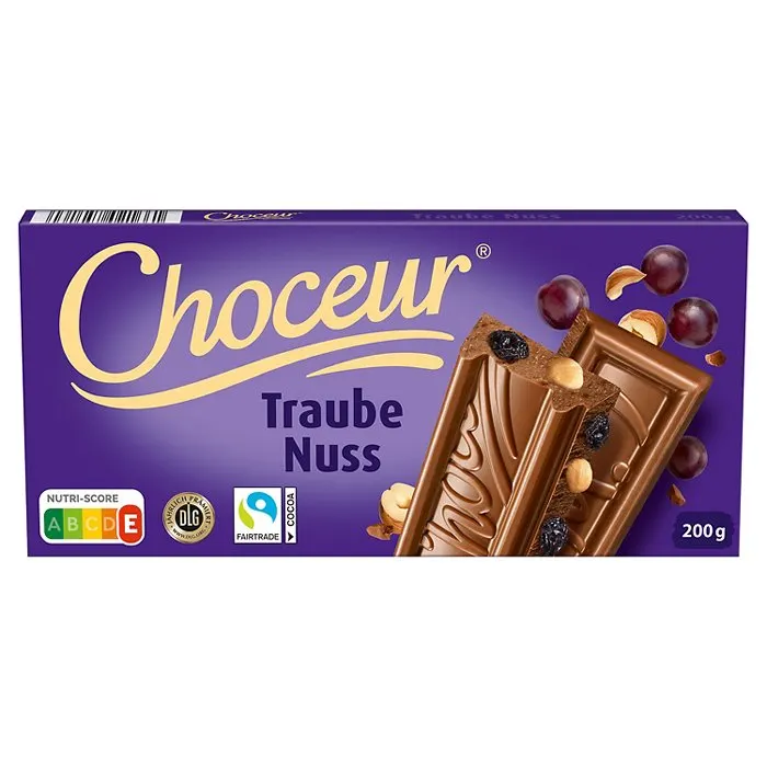 CHOCEUR Nuss Schokolade 200 g, Traube-Nuss