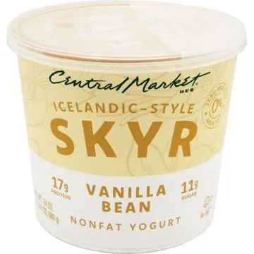 Central Market 17g Protein Icelandic Style Skyr Nonfat Yogurt – Vanilla Bean, 24 oz