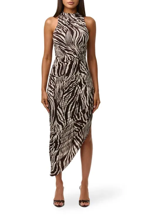 Naked Wardrobe Zebra Stripe Asymmetric Dress