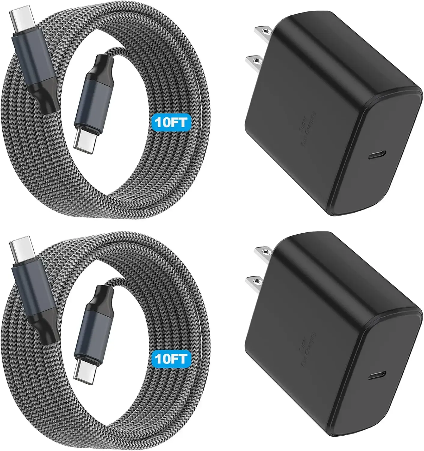 2Pack 45W Samsung Super Fast Charger Type C,10FT Type C Charging Cord with USB C Samsung Charger 10Foot USB C-C Cable for Sam sung Galaxy S25/S24+/Ultra/S22/S21/S20,iPhone17 Air/16/15 Pro,Pro Max,Plus