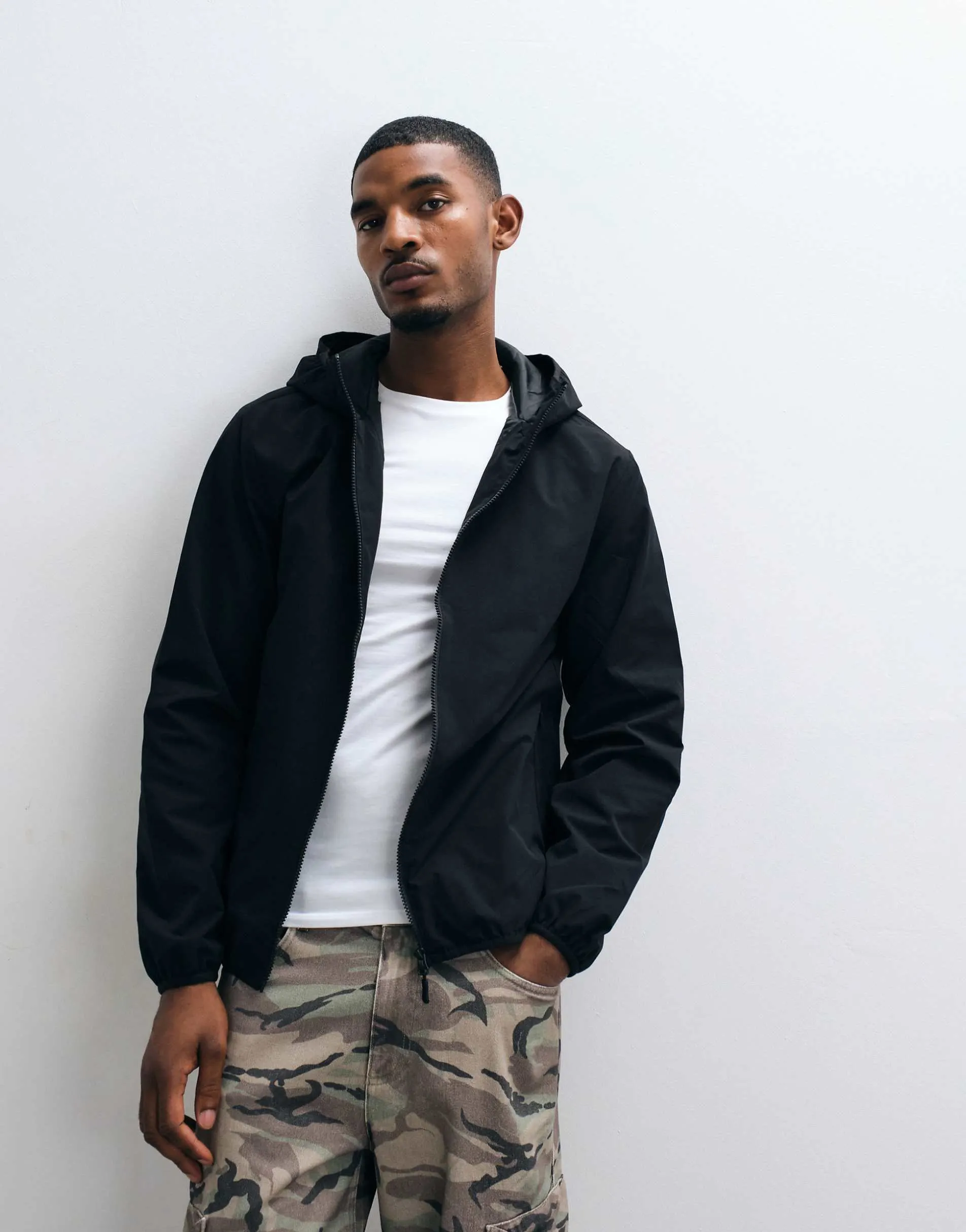 Jack & Jones windbreaker jacket in black