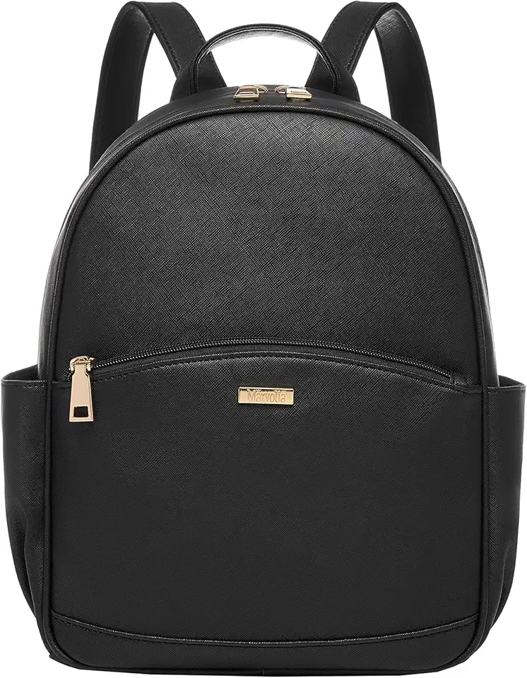 Mini Backpack for Women - Leather Backpack Cute Backpacks with Multiple Pockets for Travel College Work - Black
