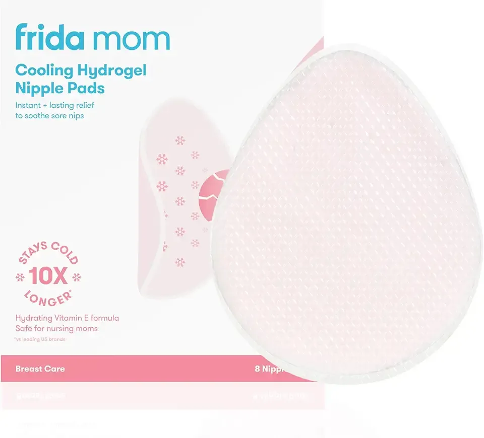 Frida Mom Nursing Pads, Cooling Hydrogel Nipple Pads for Hydration and Soothing Sore Nipples, Breastfeeding Essentials, 8ct
