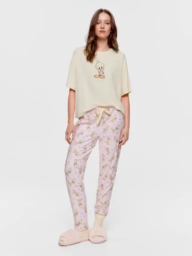 Looney Tunes Tweety Pointelle Tapered Pj Pant