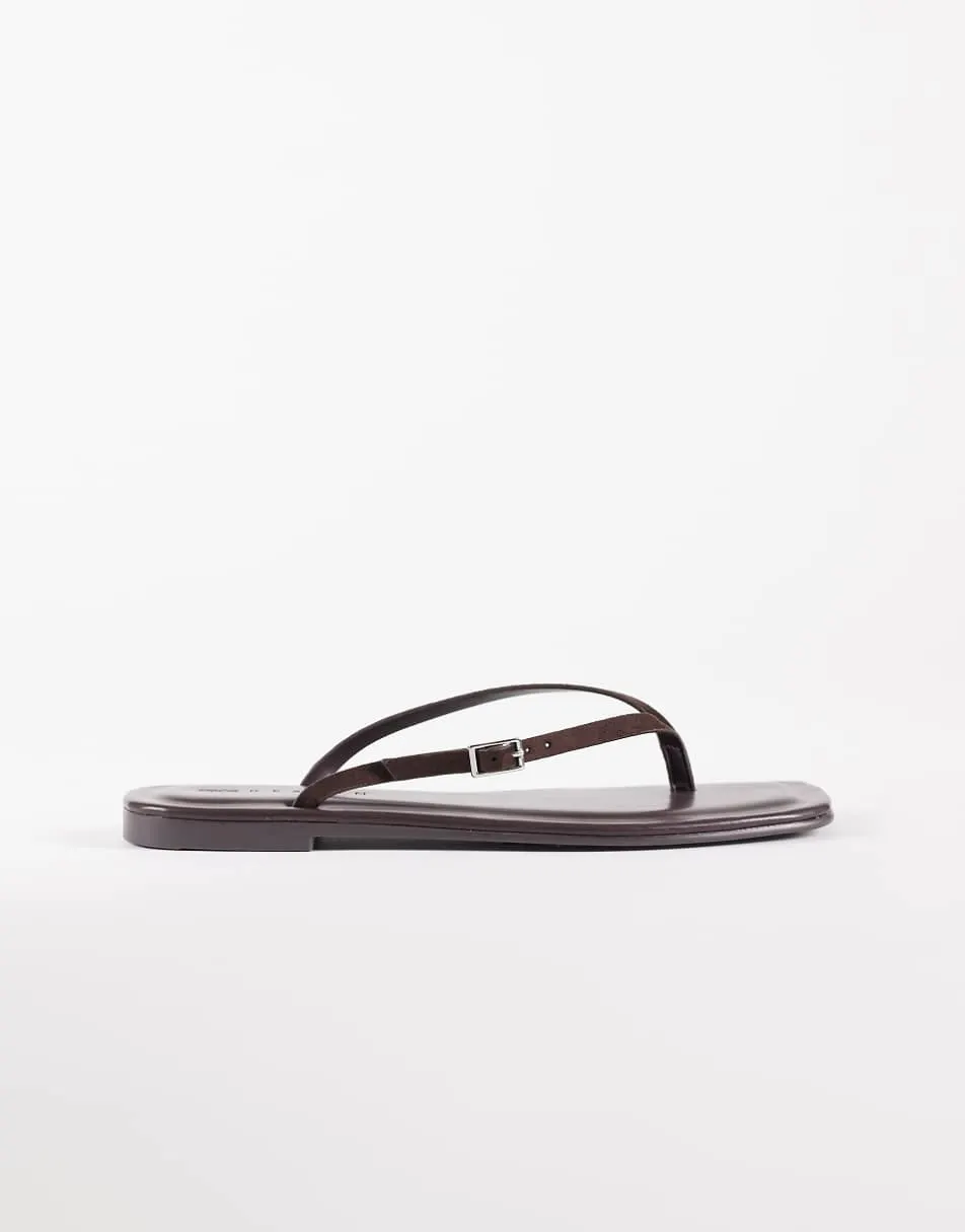 ASOS DESIGN Fitz skinny strap sandals in chocolate