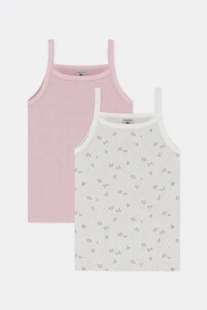 Kids 2-pack singlets met bloemen - Petit Bateau