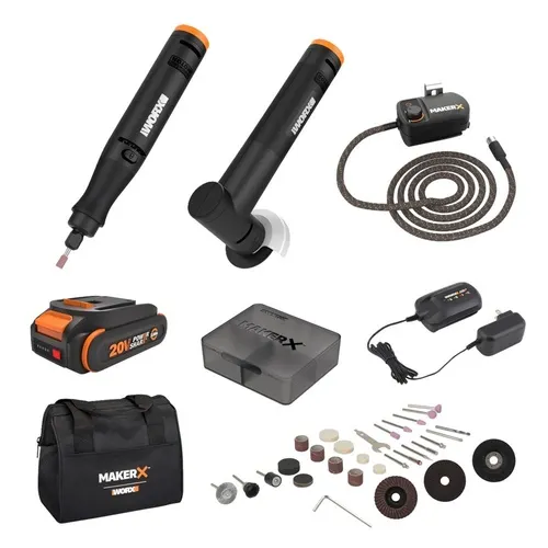 WORX® MAKERX™ 20-Volt Brushless Cordless Rotary Tool and Angle Grinder 2-Tool Combo Kit