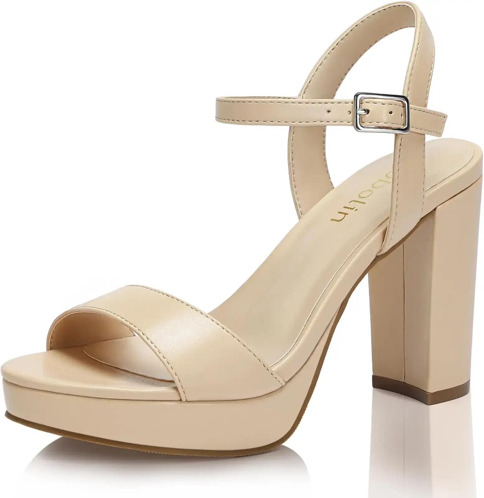 Wide Width Heels for Women Block Chunky Platform High Heels Sandals Open Toe Wedding Party Ankle Strap Dress Shoes