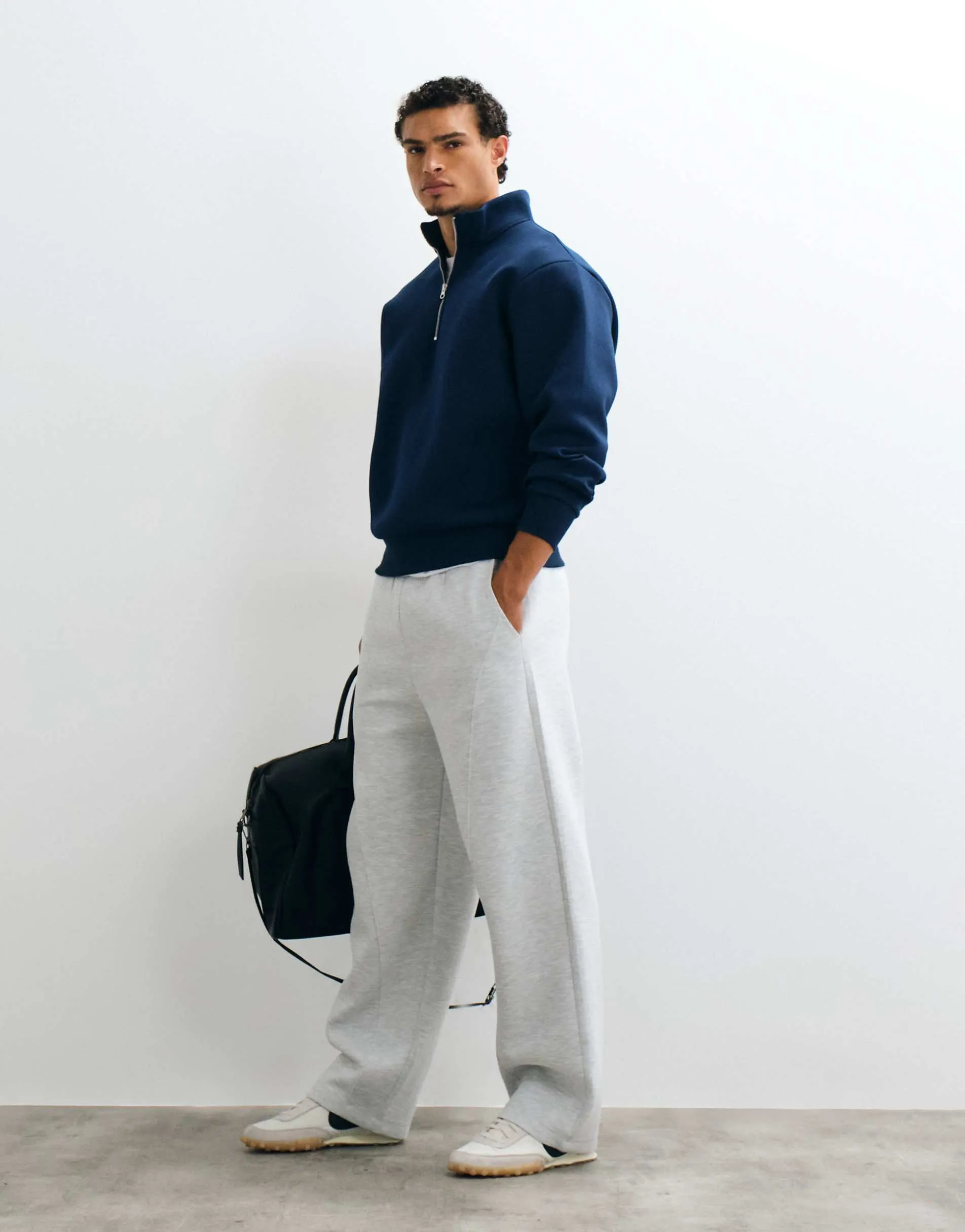 ASOS DESIGN oversized quarter zip sweatshirt in navy