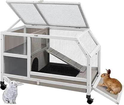 Ketive Rabbit Hutch Indoor - Weatherproof, Multi-Level, Ea…