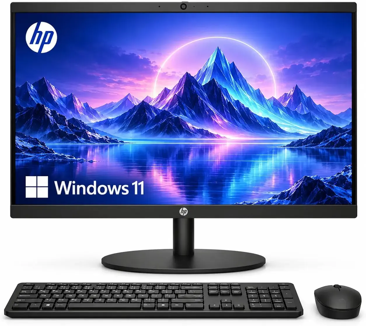 HP 22“ OmniStudio All-in-One Desktop Computer, 8GB DDR5, 128GB UFS, Full HD Screen, Intel Quad-Cores, WiFi6, Wireless Keyboard & Mouse, Windows 11 Home, Black