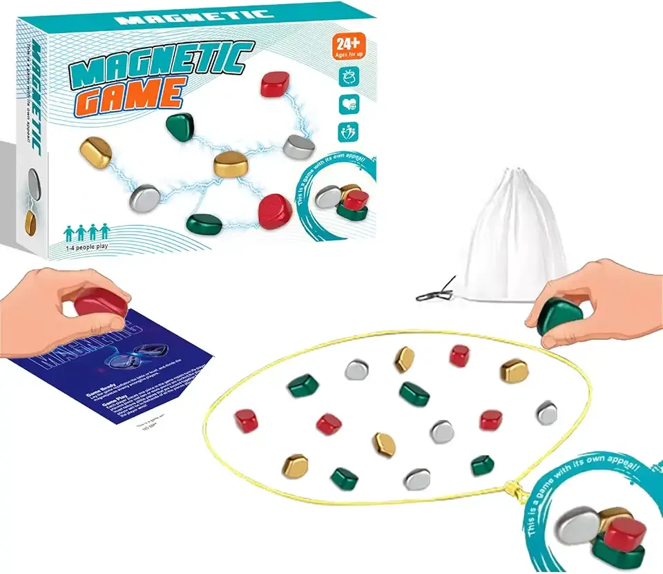 Chess Magnet Chessboard Game Set, Equipped with 24 Multi-Color Magnetic Tiles, Suitable for Multiplayer Party Games and Tabletop Entertainment