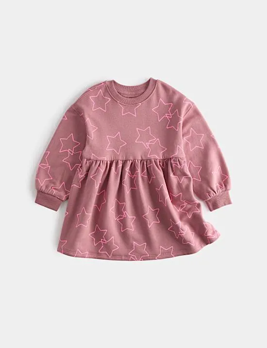 Cotton Rich Star Sweatshirt Dress (2-8 Yrs)