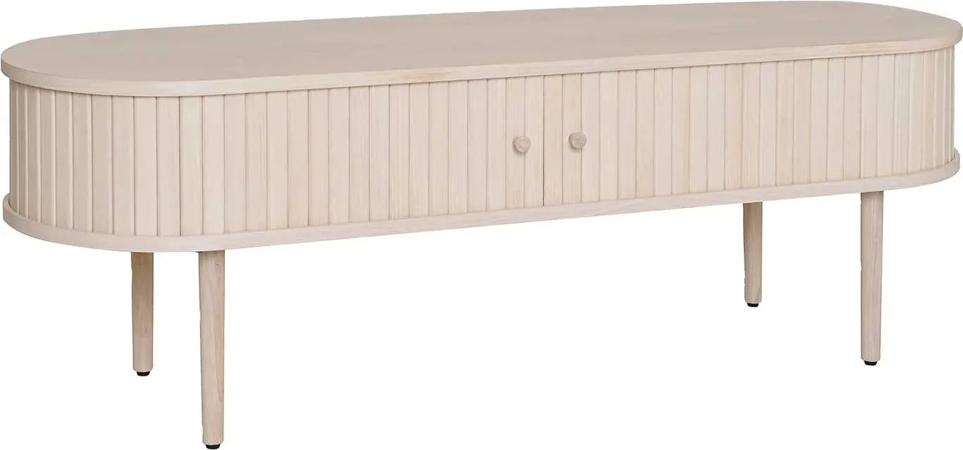 Slide TV-benk 130x40 H 45 cm, hvitpigmentert eikefiner