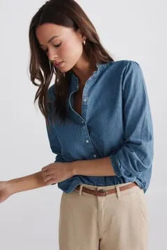 Camisa denim volante cuello