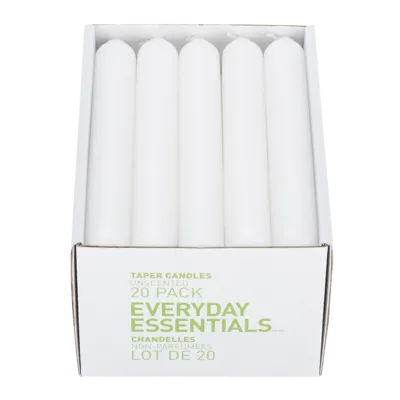 White Taper Candles, Unscented