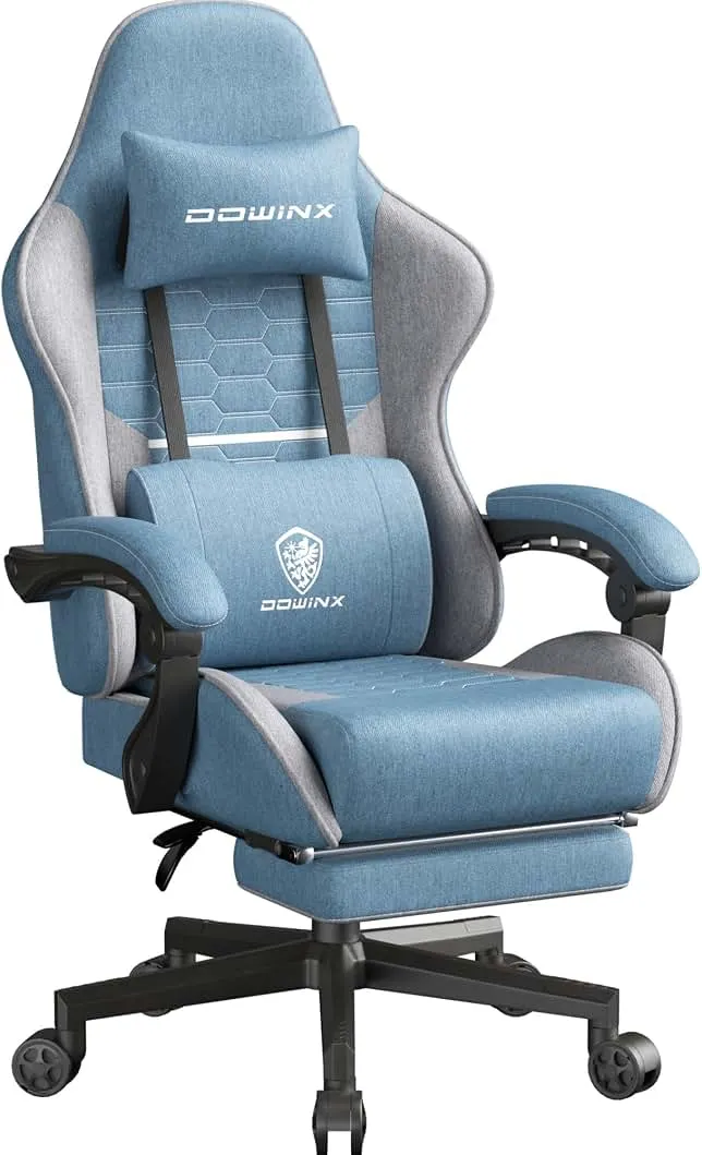 Dowinx Gaming Chair Fabric Big and Tall with Pocket Spring Cushion, Massage Game Chair Cloth with Headrest, Ergonomic Computer Ch…